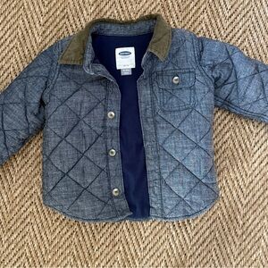 Old Navy Quilted Denim Jacket with Olive Collar